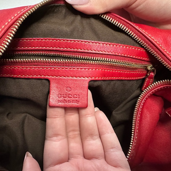 AUTHENTIC GUCCI - HORSEBIT MEDIUM RED LEATHER HOBO BAG (VINTAGE) - Picture 7 of 7